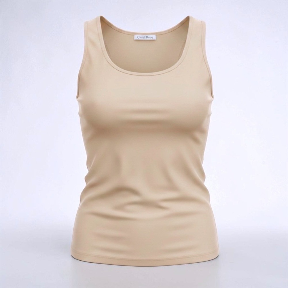 Carol Rose Womens Beige Scoop Neck Sleeveless Tank Top Layering Shell Size L